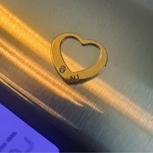 Gold Plated Silver Heart Slide Pendant w/ Initials “NJ” & Genuine Diamond Accent